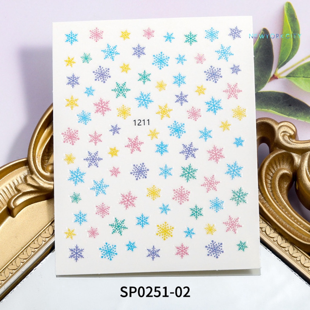 Miếng Dán Trang Trí Móng Tay Họa Tiết Hoạt Hình 3D Phong Cách Giáng Sinh