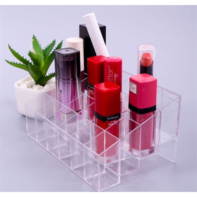 Khay kệ kiểu hộp đựng son 24 ô chất liệu Mika