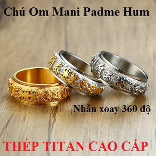 Nhẫn xoay khắc chú trừ tà Om Mani Padme Hum