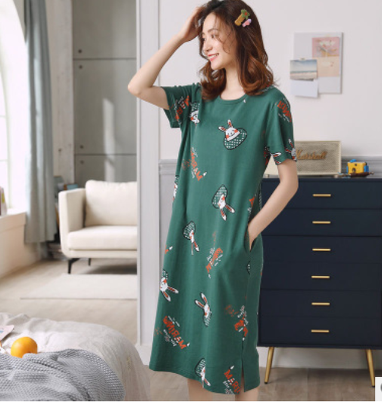 Đầm ngủ tay ngắn nhiều họa tiết tùy chọn thời trang mùa hè trẻ trung dành cho nữ | BigBuy360 - bigbuy360.vn