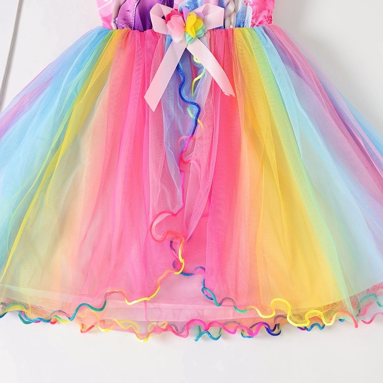 Váy đầm công chúa Elsa xinh xắn với chân váy cầu vồng cho bé 3-8 tuổi