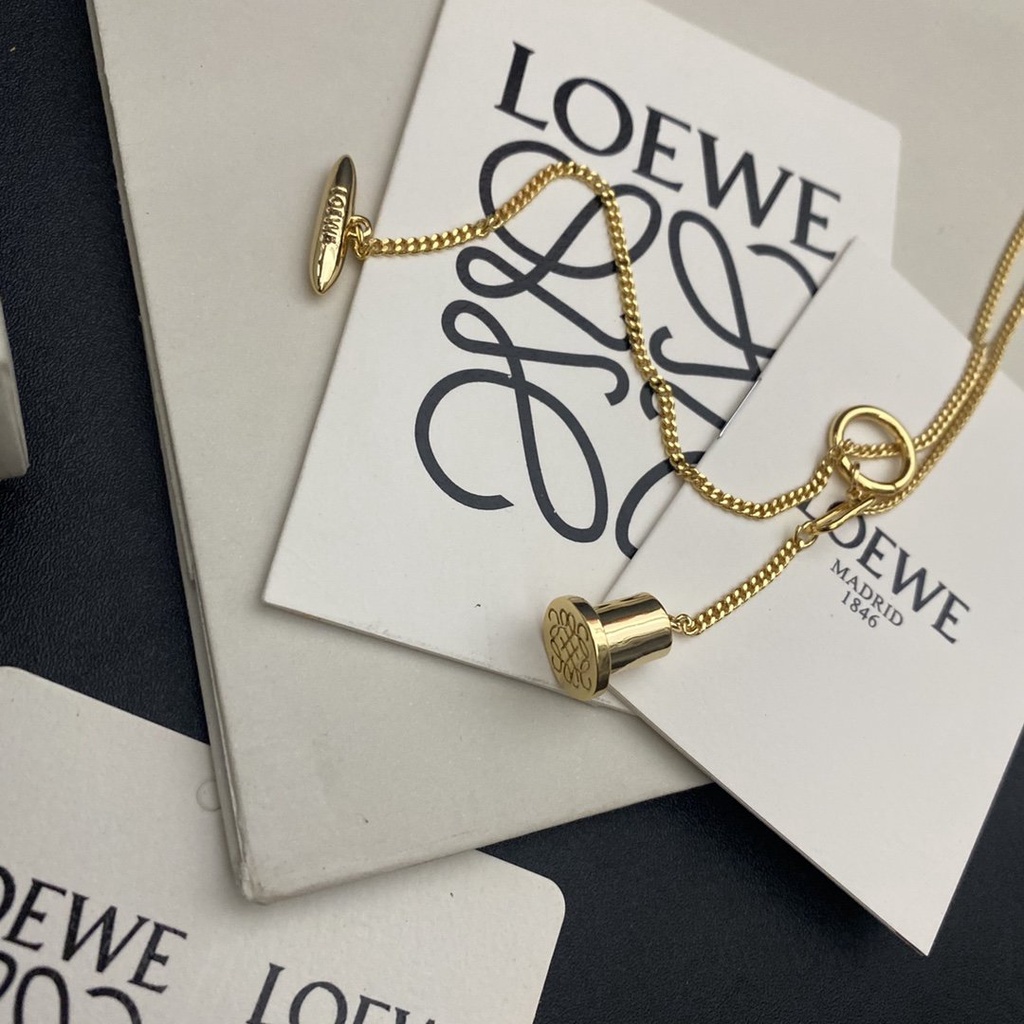 LOEWE Vòng cổ Mặt Chữ L Đơn Giản Phong Cách Hàn Quốc Cho Cặp Đôi