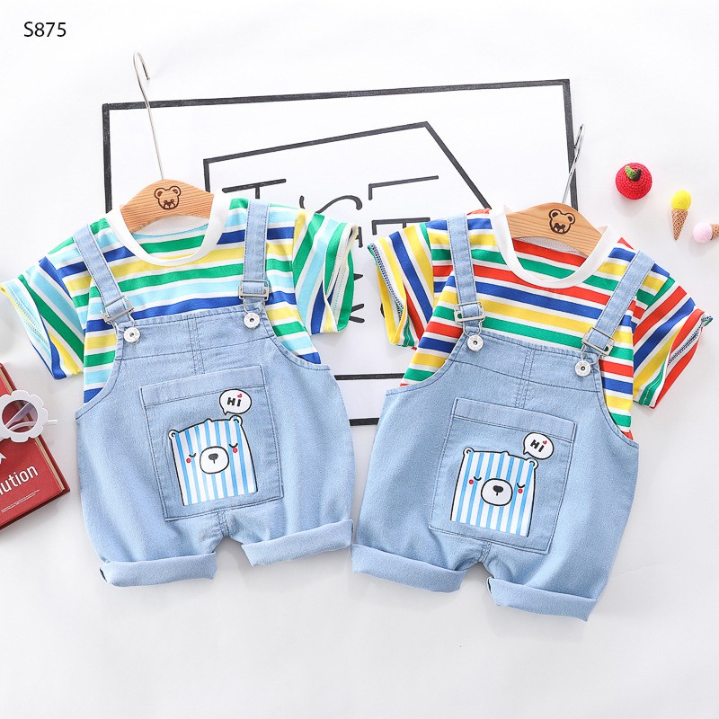 Set áo thun quần yếm khủng long cho bé trai 1 2 3 4 tuổi MINTSCLOSET Mint's Closet - YE5037 - S875 - YE5059