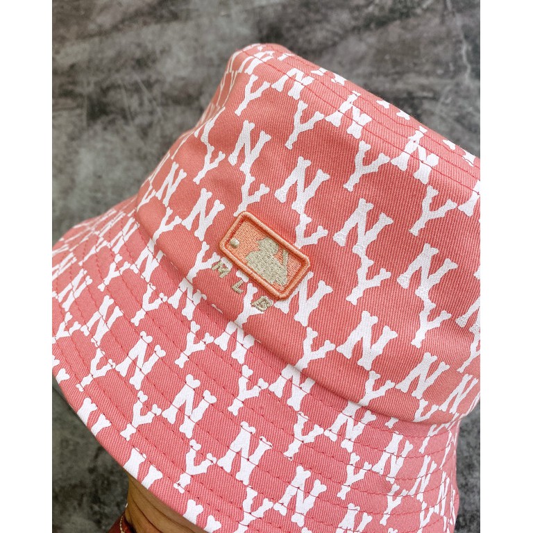 (HÀNG XUẤT XỊN) Mũ / Nón Bucket hồng nhiều logo N13 MONOGRAM BUCKET HAT PINK/WHITE Made in Viet/nam full tem tag One siz