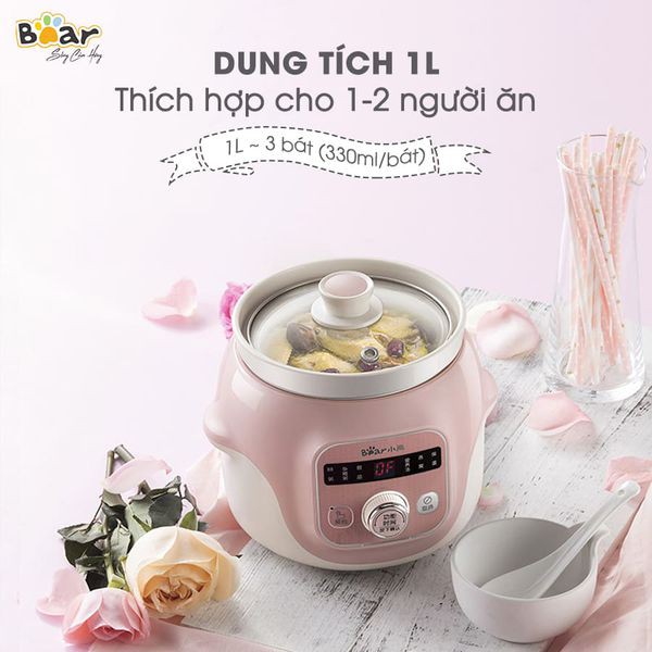 [FREESHIP][Ship 2H]Nồi Nấu Cháo Bear DDZ-D10B1S dung tích 1L (Bảo hành chính hãng 12 tháng)