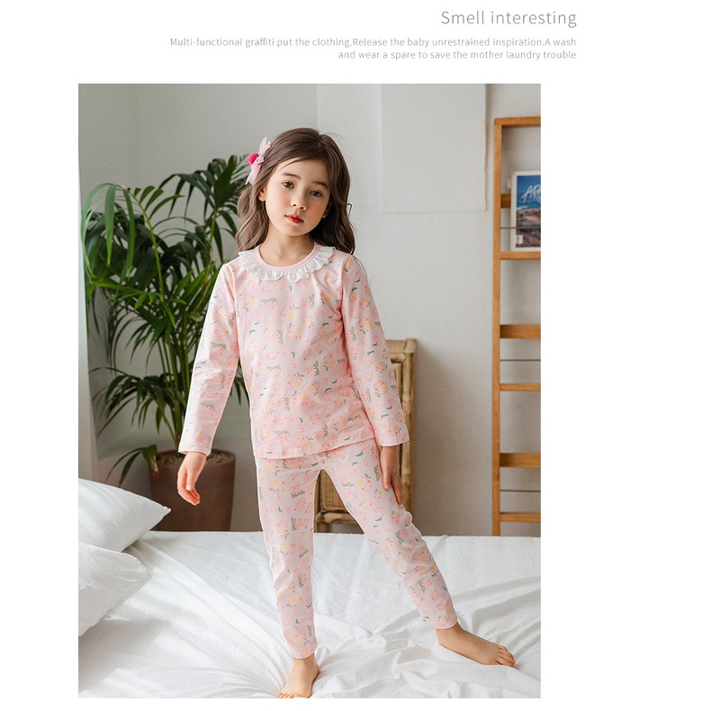 Set bộ quần áo dài tay bé gái thu đông chất cotton Belalu