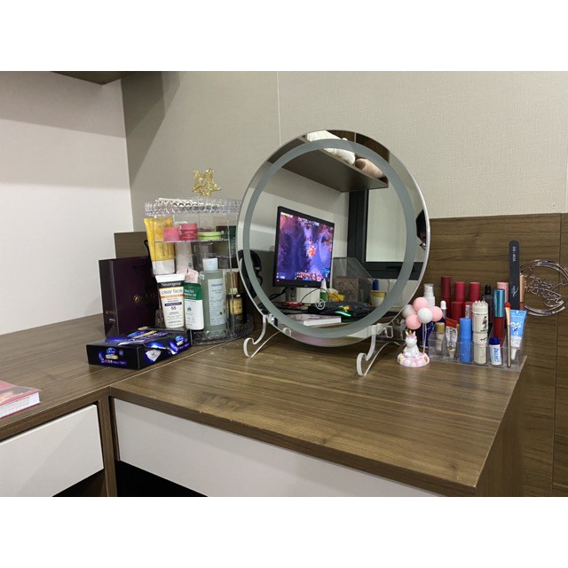 Gương đèn led cảm ứng tròn thông minh, treo tường để bàn trang điểm makeup, nhà tắm phòng wc cao cấp MIRRORTOCTOCHK-0001