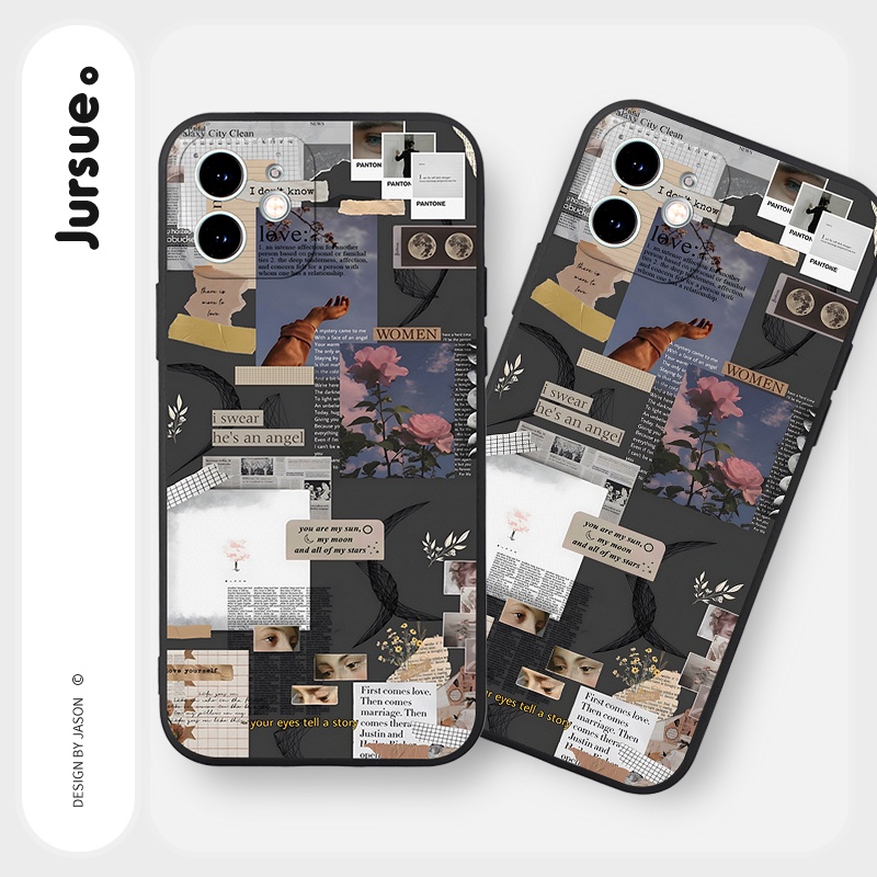 Ốp lưng JURSUE chống bẩn hình dễ thương đẹp cho iPhone 13 12 11 Pro Max SE 2020 X XR XS 8 7 ip 6S 6 Plus Y1989