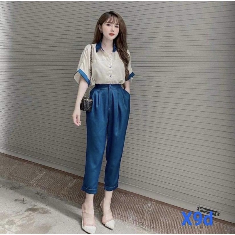 Set công sở áo sơ mi, quần kaki