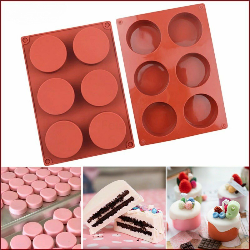 SG - Khuôn silicon làm bánh socola pudding rau câu 6 ô hình trụ tròn