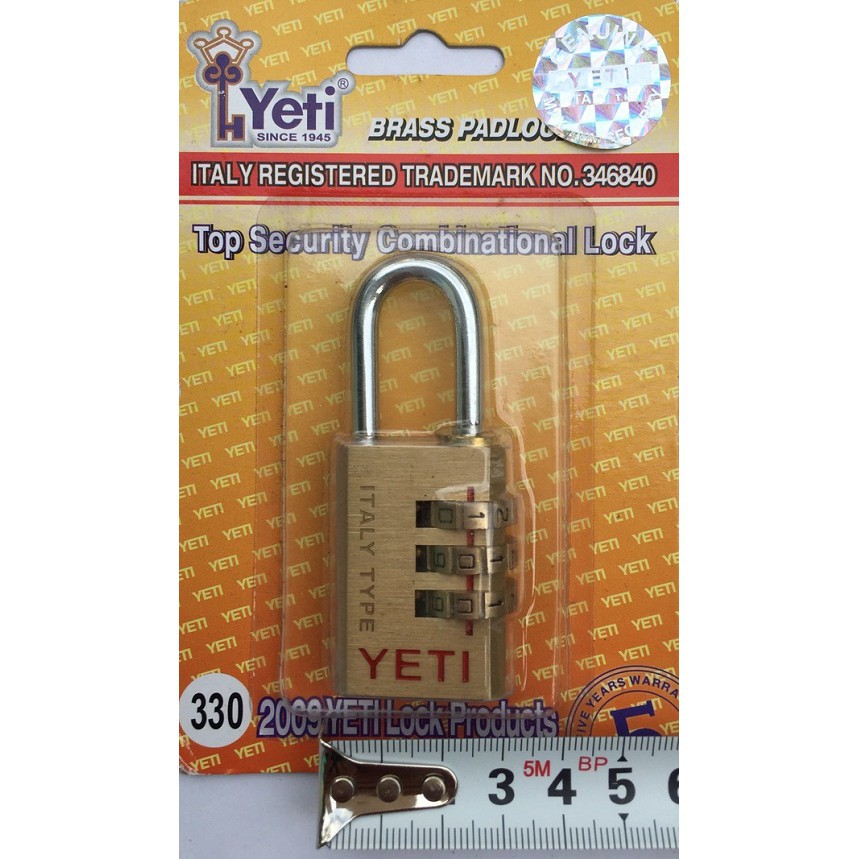 [CÓ GRAP] Ổ KHÓA SỐ YETI 330 ĐỒNG THAU