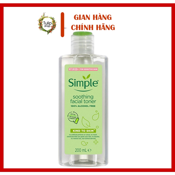 [BAO BÌ MỚI] Nước Hoa Hồng Soothing Facial Toner Simple cân bằng ẩm cho da 200ml