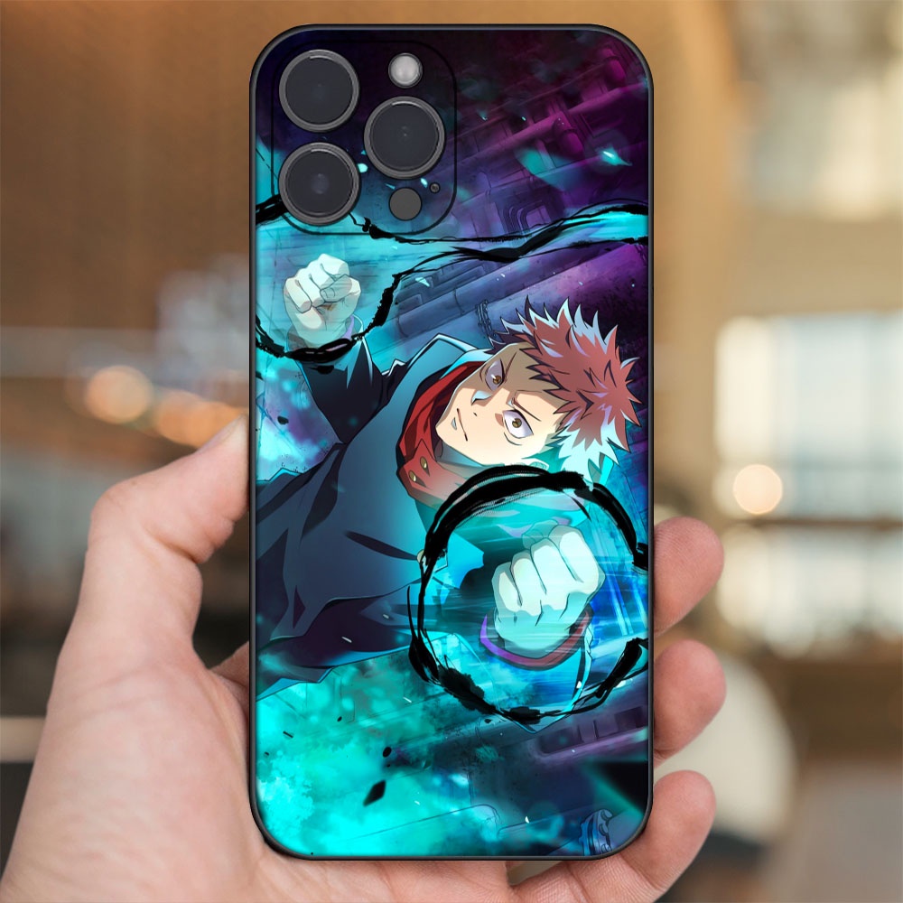 Ốp lưng iPhone 14 Pro Max dẻo đen cạnh vuông in hình Yuji Jujutsu Kaisen