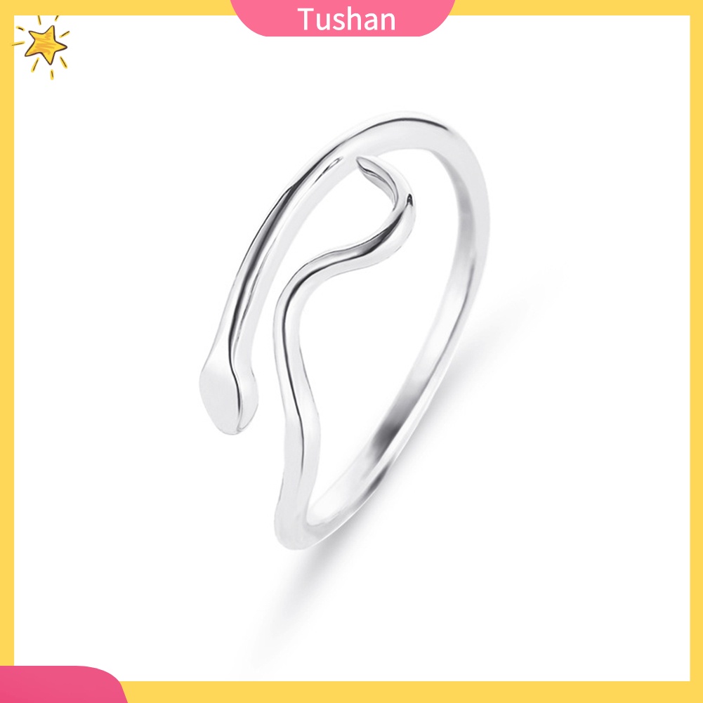 Nhẫn đeo ngón tay dự tiệc dạng lượn sóng điều chỉnh được thời trang cho nữ