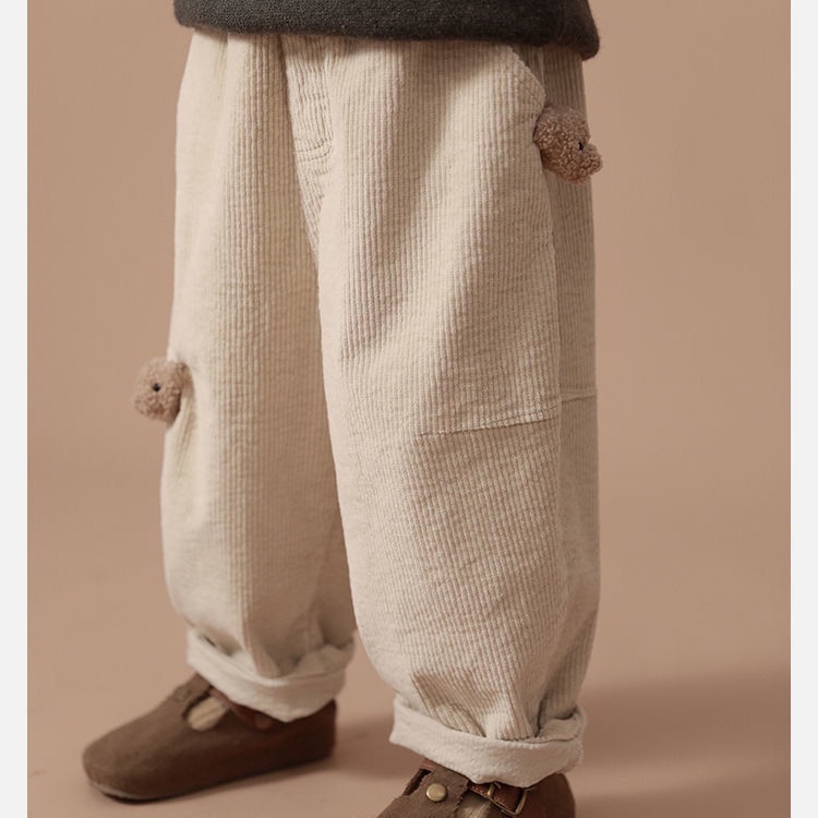 Quần dài vải nhung mềm mại thời trang xuân thu cho bé trai và gái 2021