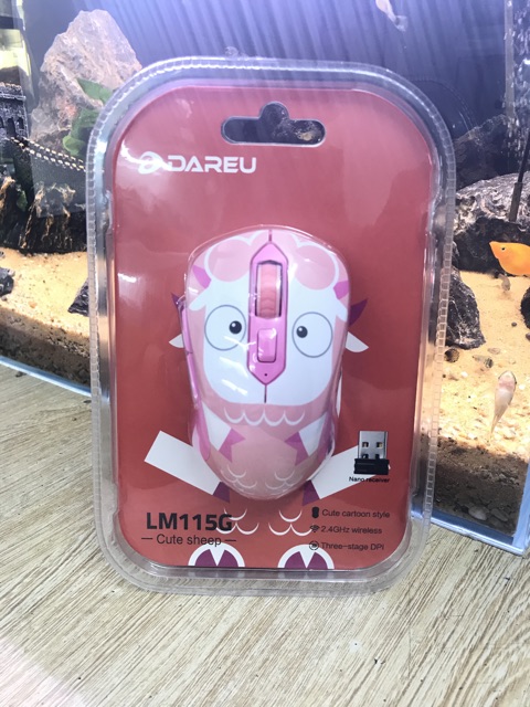 Chuột không dây Dareu LM115G Multi Cute Sheep (Màu Hồng) - Hàng Chính Hãng