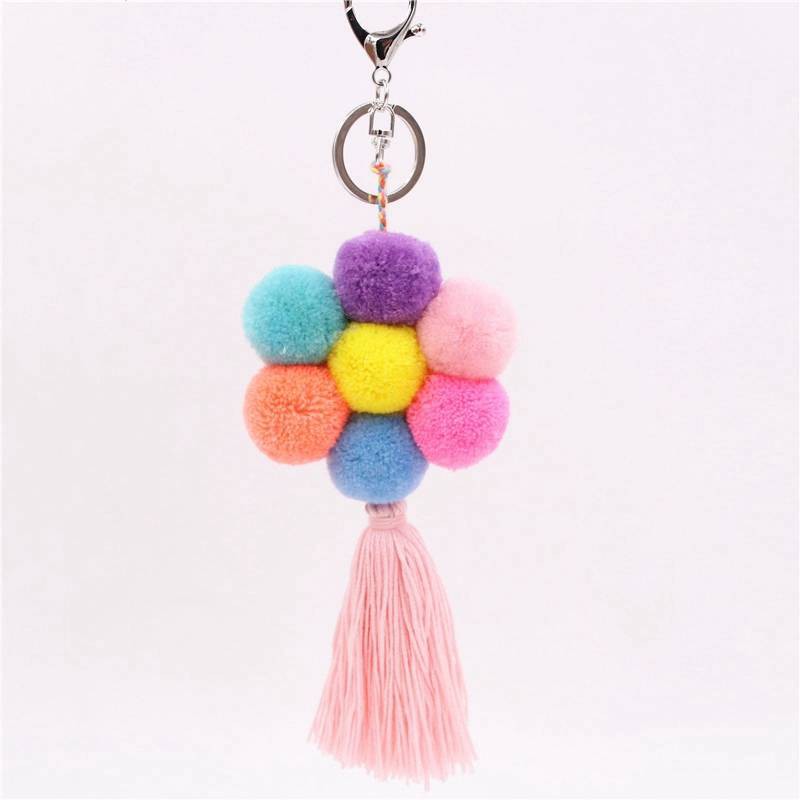 Móc khóa hình bóng lông phong cách dân tộc thời trang