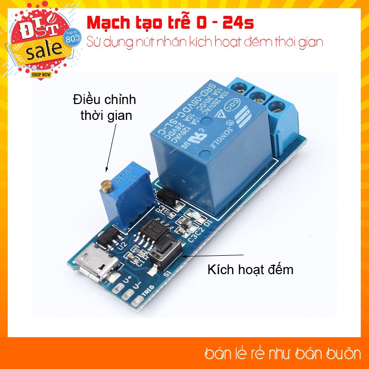 ✅[RẺ NHẤT VIỆT NAM] Mạch tạo trễtrễ 0-10s và 0 - 24s sử dụng nút nhấn kích hoạt đếm thời gian