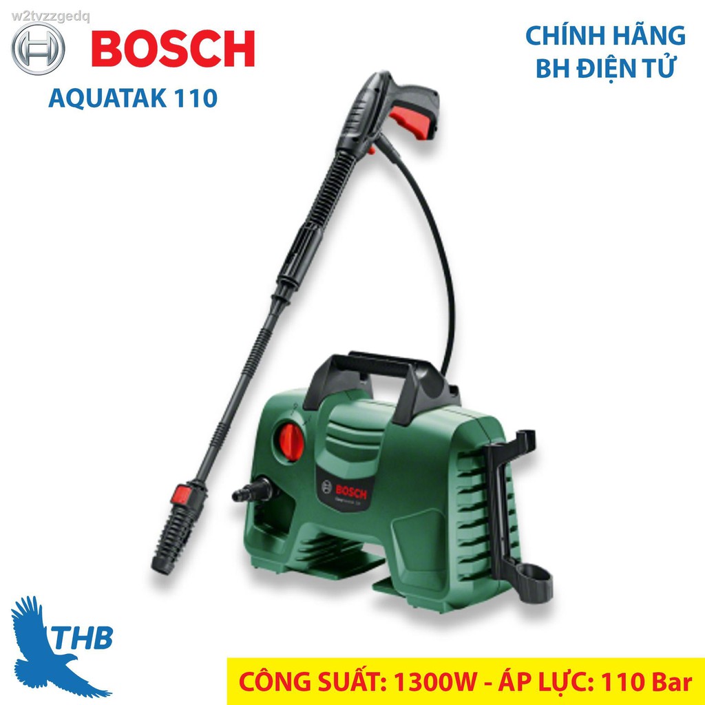 ☞㍿❀Máy phun xịt rửa Máy rửa xe gia đình Bosch AQT 110 áp lực 110 Bar chạy êm Tự ngắt khi không chạy Với 2 đầu xịt gom Th