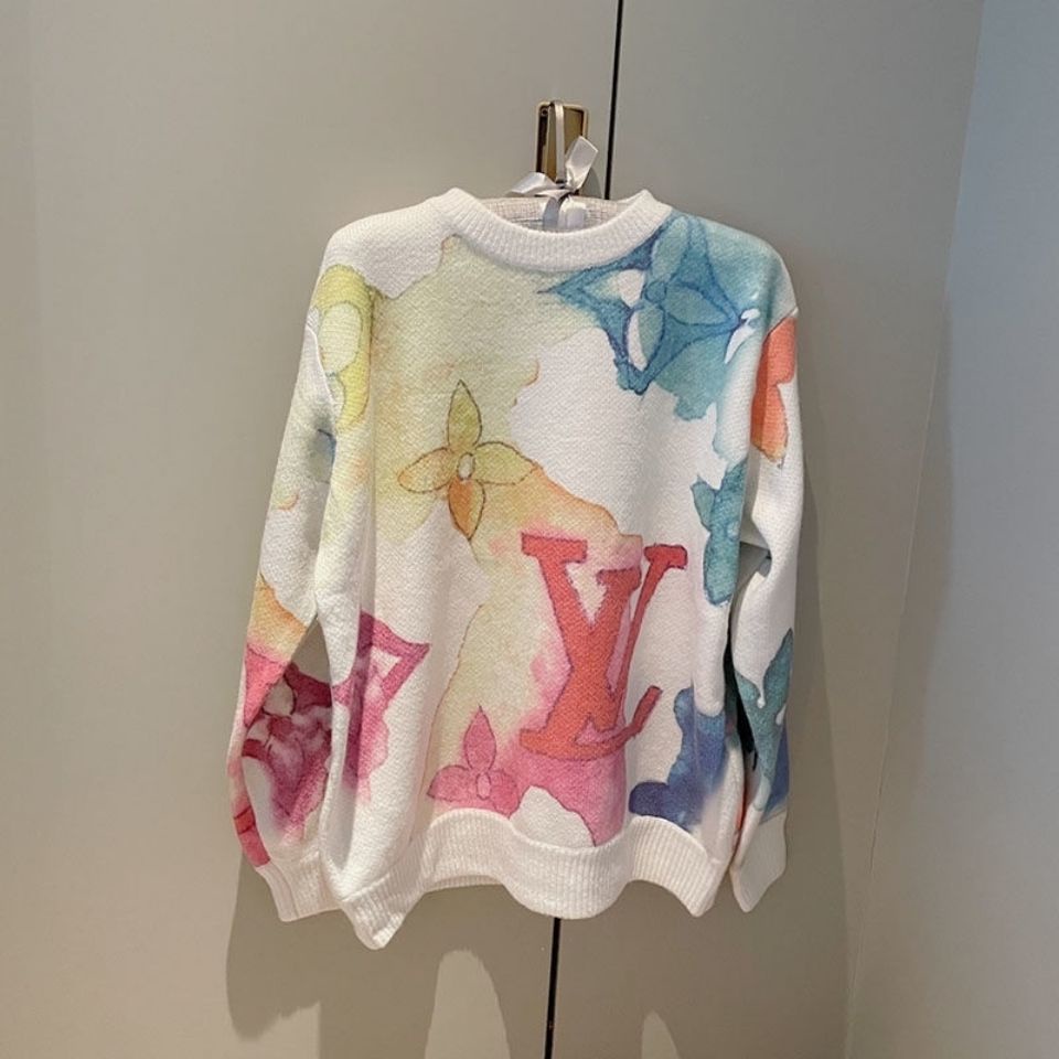 Hàng Có Sẵn!Louis Vuitton!Áo Khoác Cardigan Dáng Rộng Cổ Chữ V Thiết Kế Mới Thời Trang Dành Cho Cặ