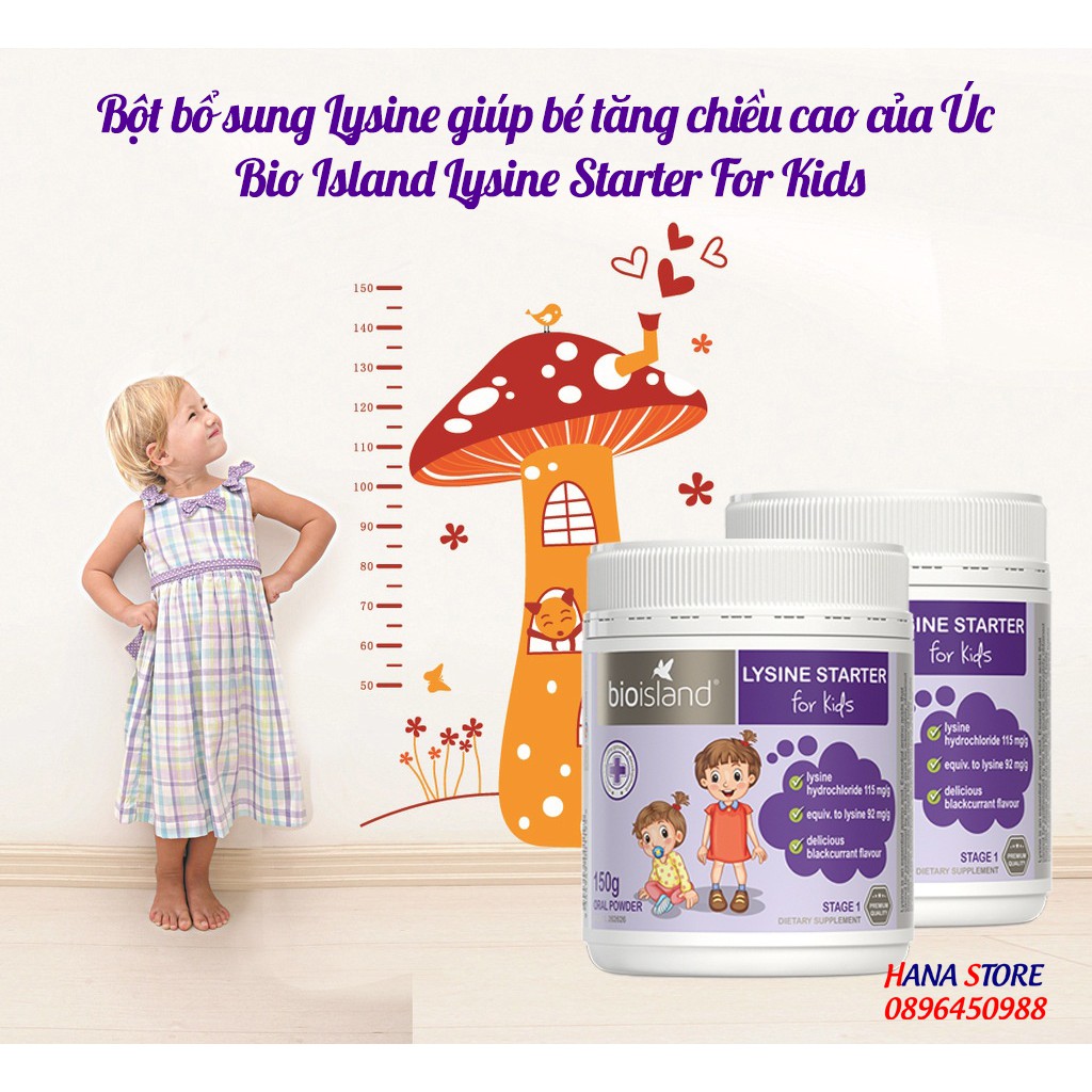 Bột bổ sung Lysine giúp bé tăng chiều cao của Úc Bio Island Lysine Starter For Kids - Hộp 150g