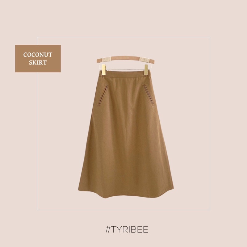 Chân váy nữ dài túi mổ lưng chun co giãn chất kaki cao cấp nhiều màu - Coconut Skirt - Tyribee Clothing