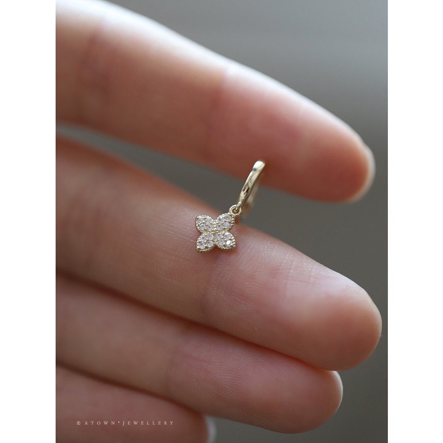 Bông Tai Mạ Bạc 925 Đính Đá Kim Cương Nhân Tạo Phong Cách Hàn Quốc Thời Trang Mùa Hè