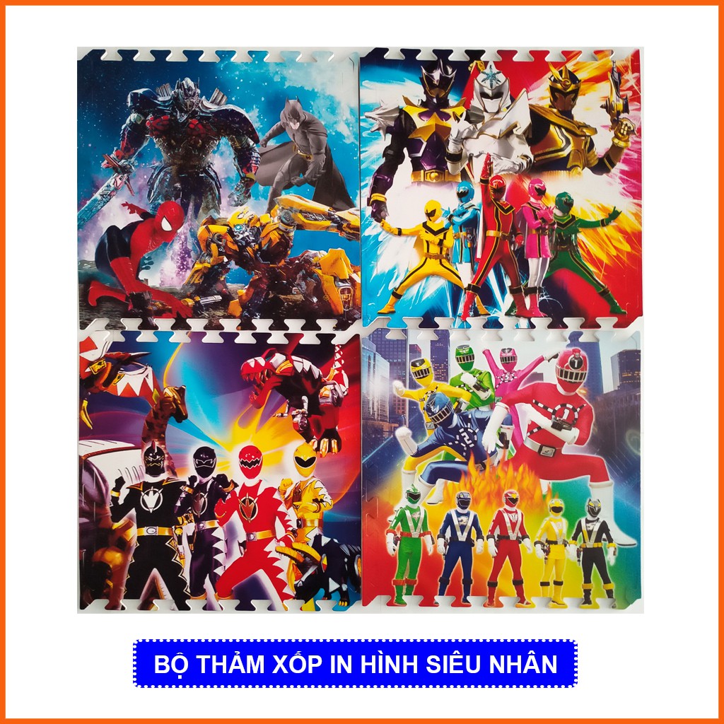 Thảm chơi cho bé hình Siêu Nhân (bộ 4 tấm)- Kích thước mỗi tấm 60x60x1cm- Hàng Việt Nam- Mẹ Tròn Store