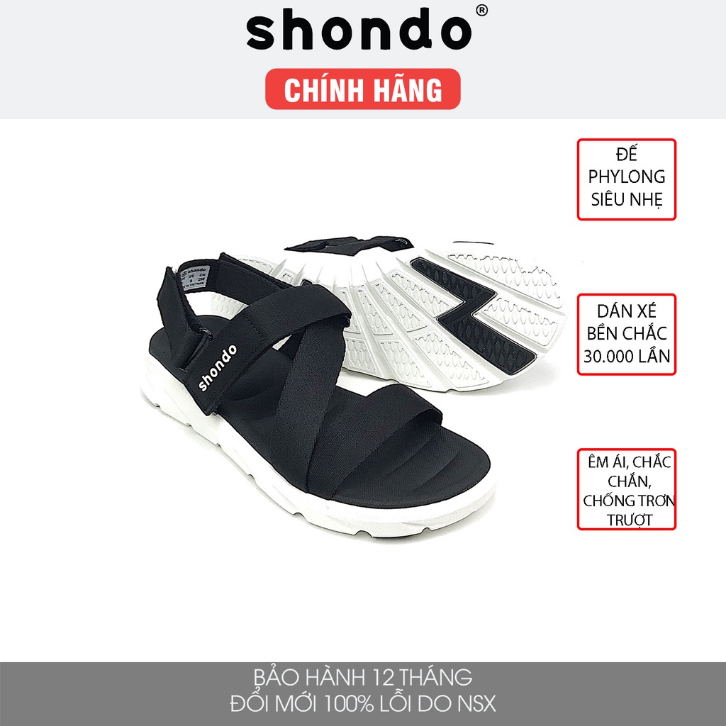 Dép sandal Nam SHONDO F6 kiểu dáng thể thao cùng đế cao su phylon cao 5cm êm chân