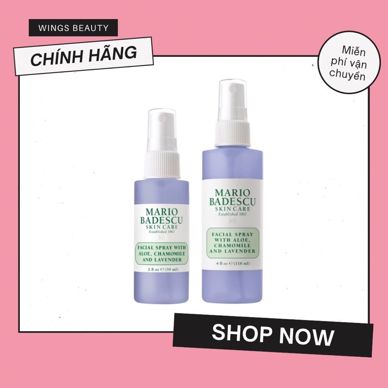 Nước hoa hồng dạng xịt MARIO BADESCU Facial Spray With Aloe, Chamomile and Lavender (All Skin Types)