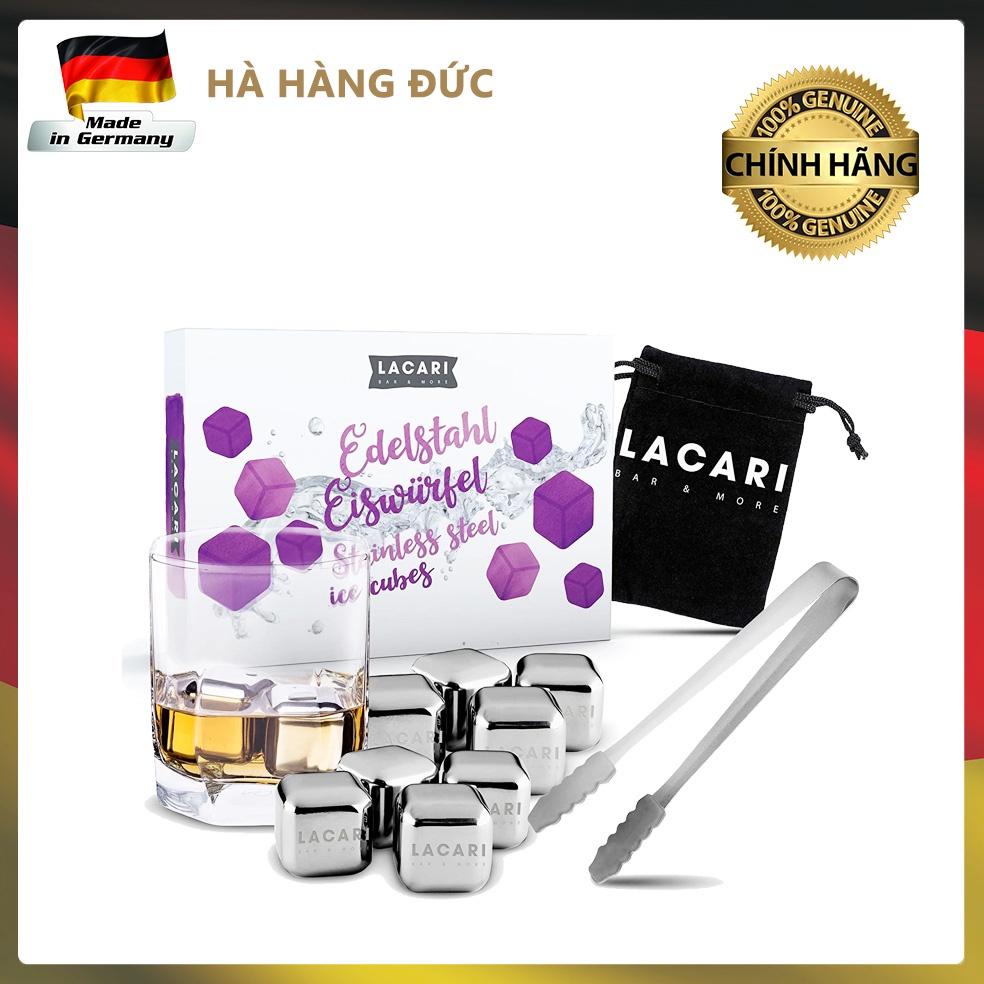 [Hà Hàng Đức] Đá inox LACARI (Hộp 8v + gắp)