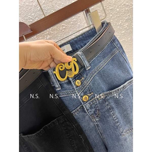 Quần jean baggy kèm đai cao cấp