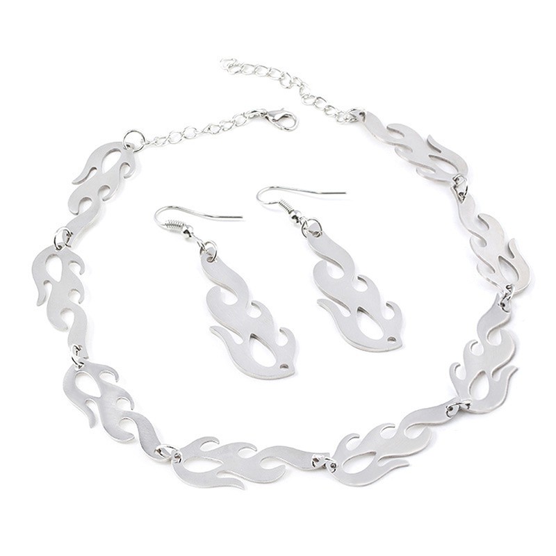 Set Nữ Trang Kim Loại Hình Ngọn Lửa Phong Cách Hip Hop Thời Trang