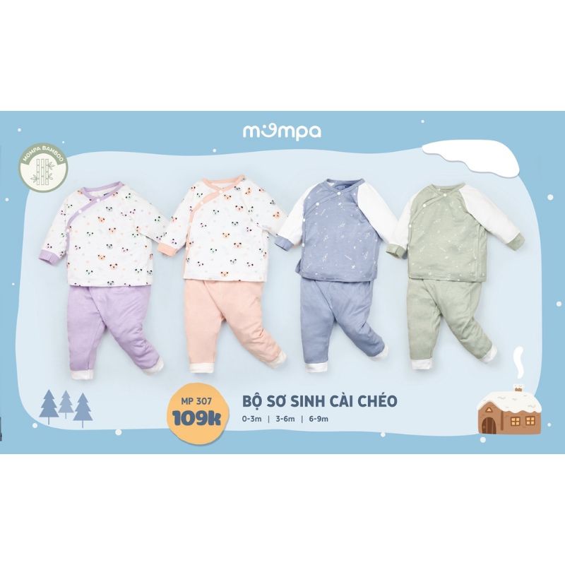 Bộ sơ sinh Mompa 3-7kg cài chéo, cài nút giữa