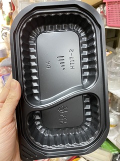50 cái hộp nhựa đáy đen đựng salad thức ăn HT17 loại 1 ngăn hoặc 2 ngăn