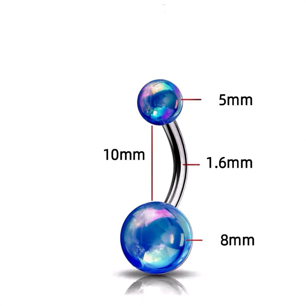 khuyên rốn bi tròn hiệu ứng tráng gương sắc màu