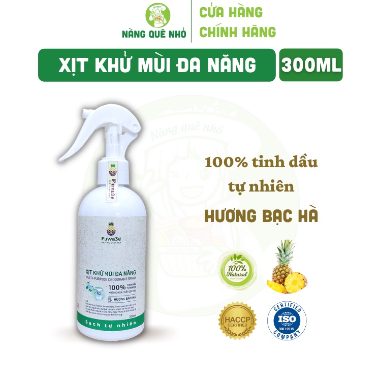 Xịt Khử Mùi Đa Năng Hữu Cơ FUWA 3e Hương Bạc Hà Khử Mùi Thú Cưng Ô Tô Quần Áo Đuổi Muỗi 300ml