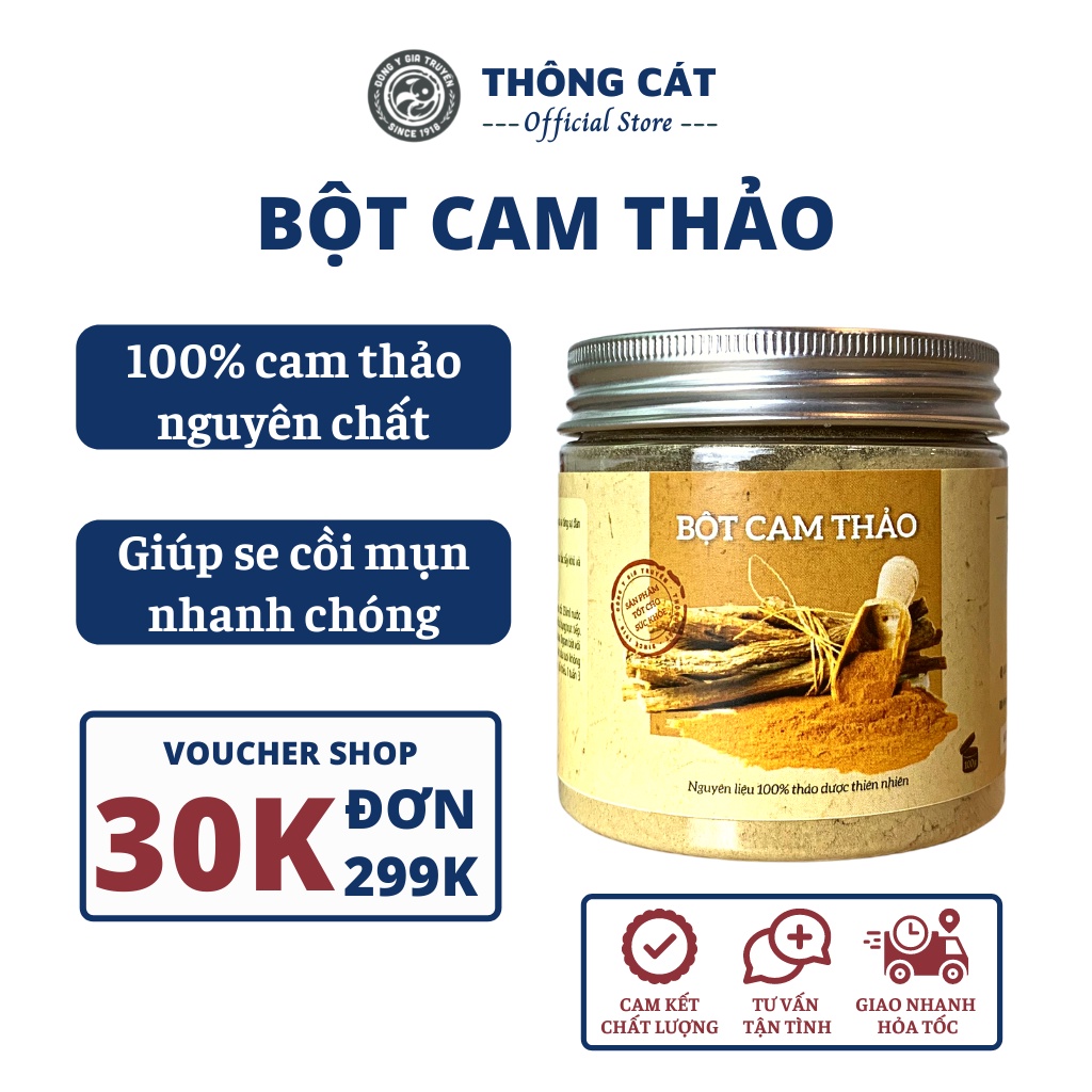 Bột Cam Thảo nguyên chất  THÔNG CÁT HCM loại 1 hữu cơ 100gr - Trắng da, giảm mụn, mờ thâm nám, trẻ hoá