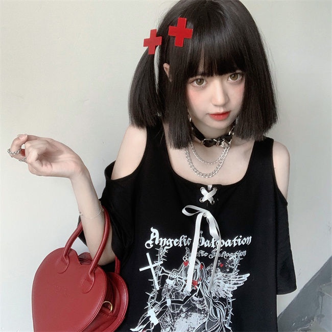 Áo Thun Nữ Hở Vai In Họa Tiết