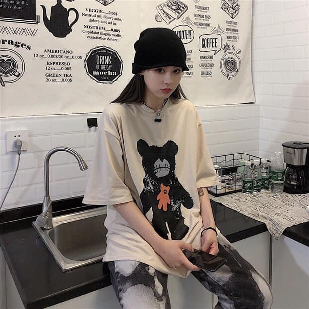 Áo Thun 3158 Gấu Cam Nhỏ PEONYB Unisex [FREESHIP]  Phông form rộng tay lỡ oversize vintage hàn quốc cá tính Ulzzang