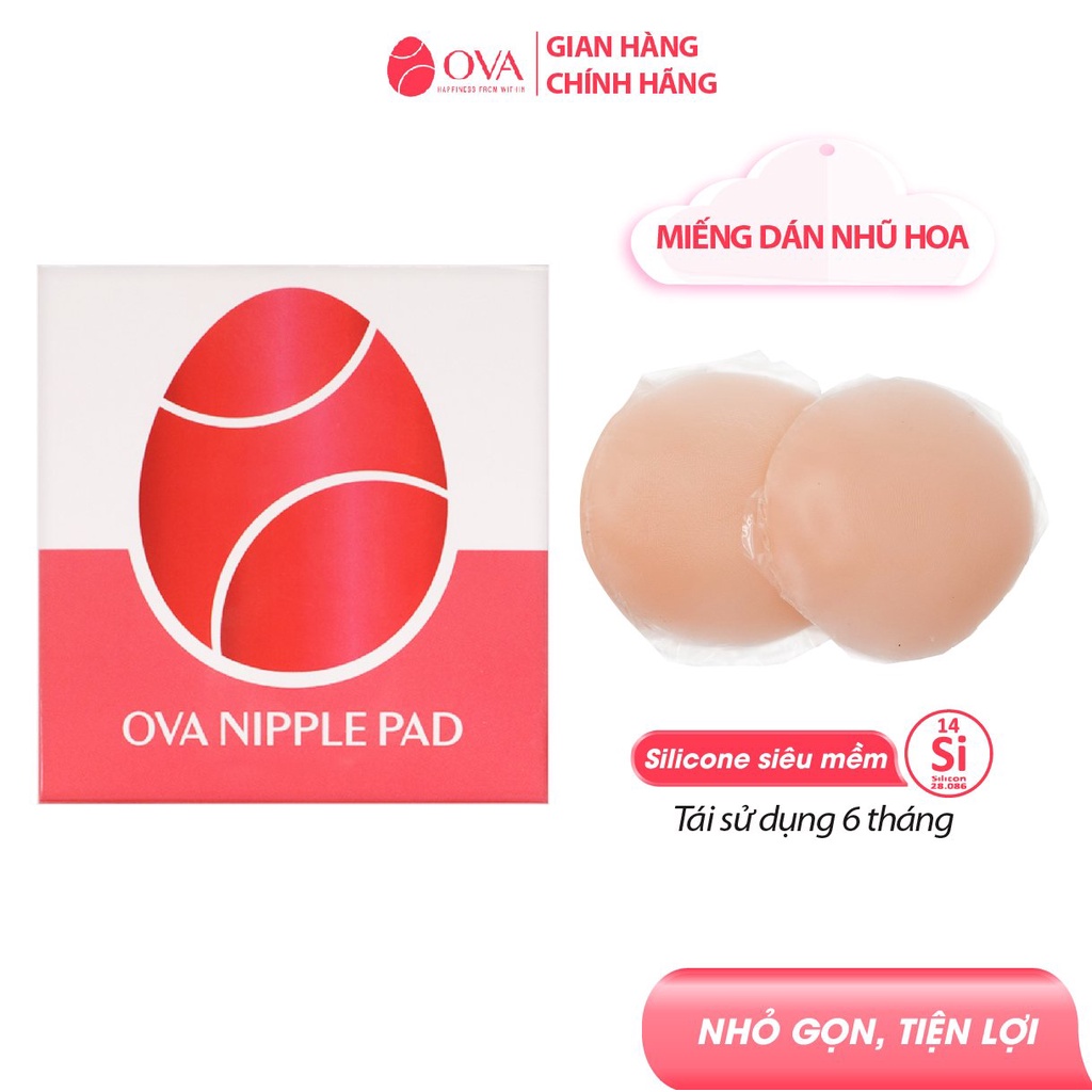 [Combo 5 hộp] Miếng dán ngực silicon cao cấp OvaPink Nipple Pad siêu dính thật như da tự nhiên, tái sử dụng 6 tháng.