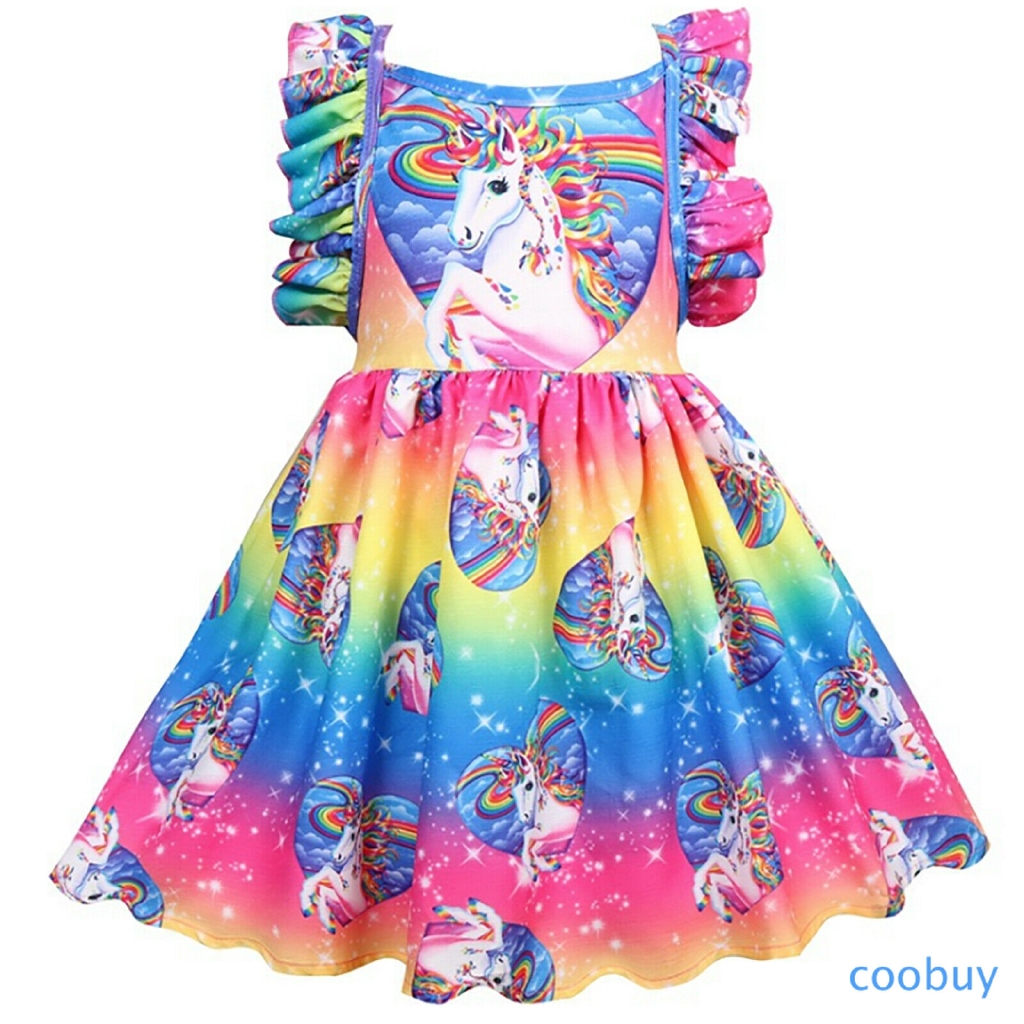 Đầm xòe họa tiết kì lân thời trang dễ thương cho bé gái