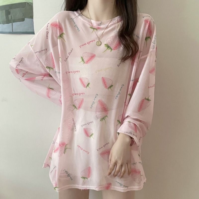 Jiashucheng Áo Thun Tay Dài Chống Nắng Dáng Rộng Mỏng Thời Trang Mùa Hè Cho Nữ