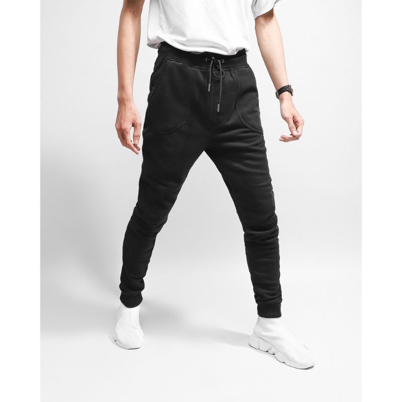Quần jogger ZARA xuất xịn unisex lưng thun cột dây có túi bên xám đậm, xám nhạt