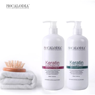 Bộ Gội Xã Phục Hồi Tóc Keratin Pro Calodia 500ml x2 Gội Xả Mềm Mượt Tóc, Giảm Rụng Tóc
