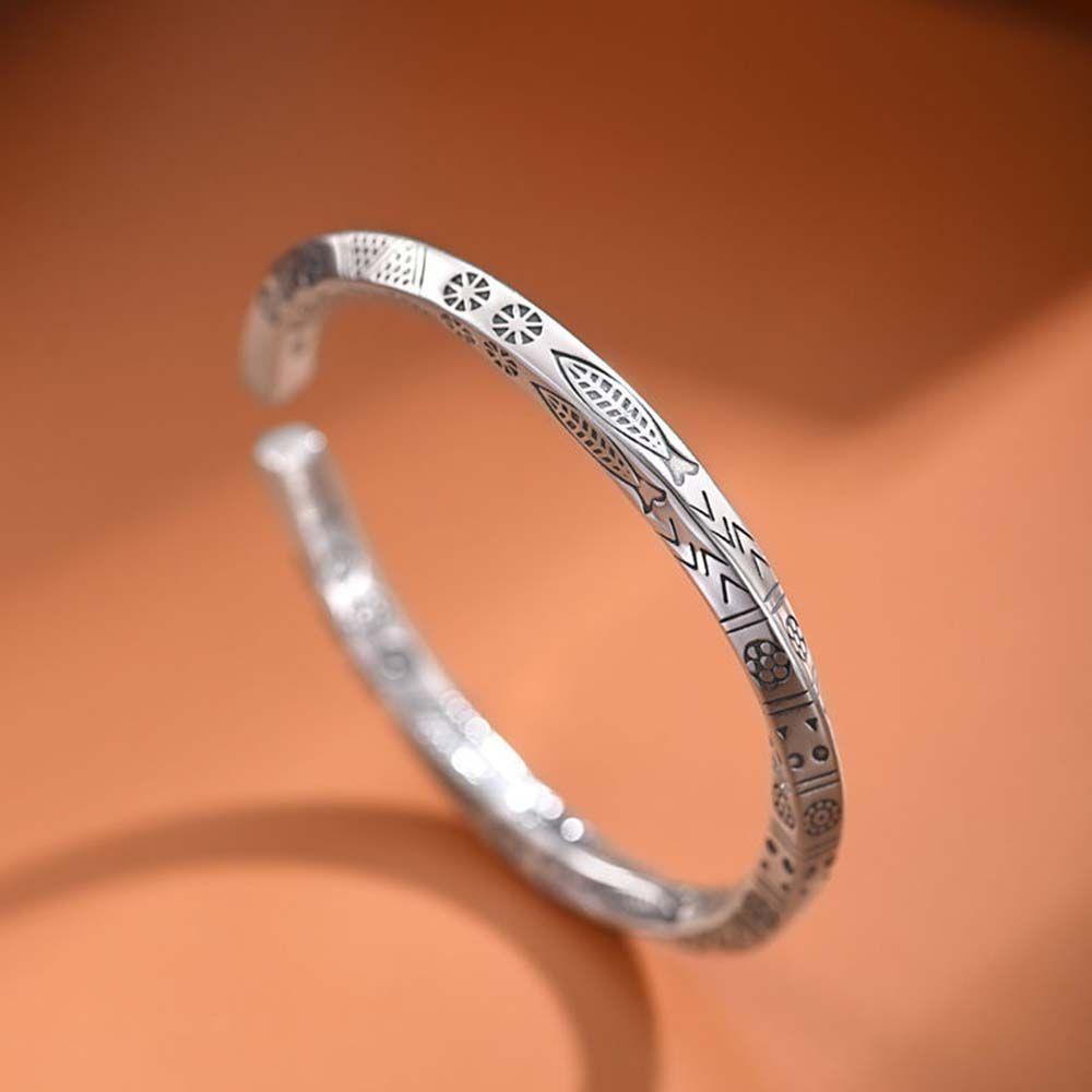 Vòng Tay Hở WMES15H Mobius Phong Cách Rock Vintage|Vòng Tay Totem Chạy Bộ Màu Sắc