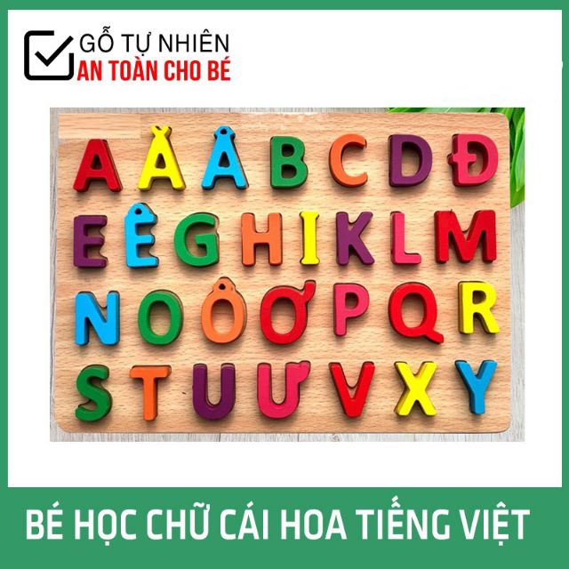 Bảng nổi chữ cái Tiếng Việt in hoa hoặc in thường bằng gỗ cho bé