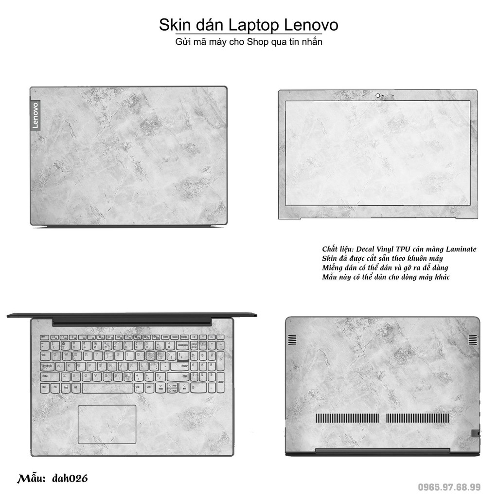 Skin dán Laptop Lenovo in hình vân đá (inbox mã máy cho Shop)