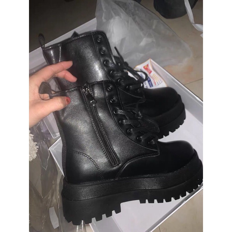 Giay Boots nu ulzzang B91 đế cao 5-6cm có khoá bên cạnh