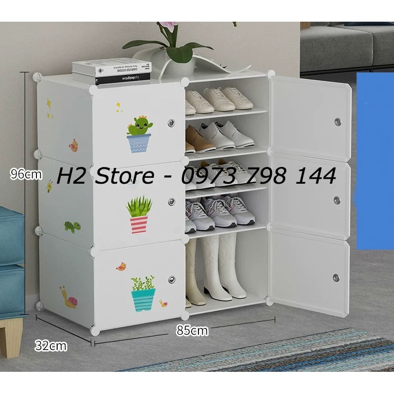[MẪU ĐỘC] XƯỞNG TỦ NHỰA ĐỂ GIÀY DÉP GIÁ RẺ 1 Ô TO + 8 Ô NHỎ (chia ô) BỘ HỒNG CỬA CHẬU HOA MINI